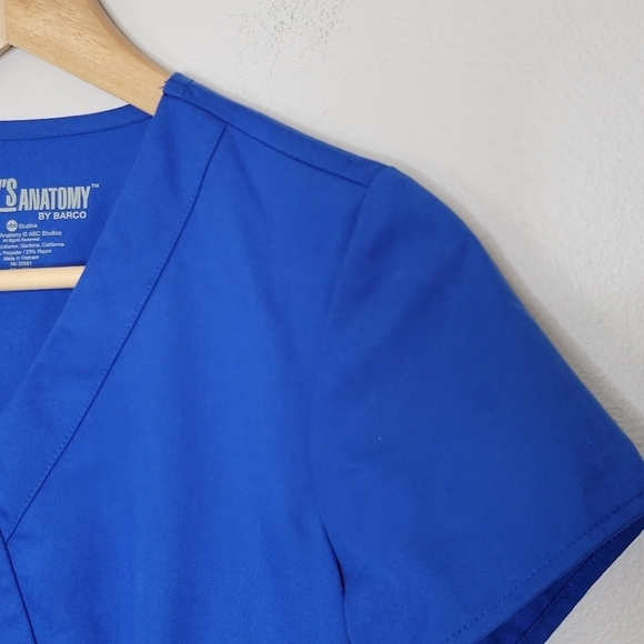 Barco‎ Greys Anatomy Blue Mock Wrap Scrub Top Size XS - Picture 3 of 7